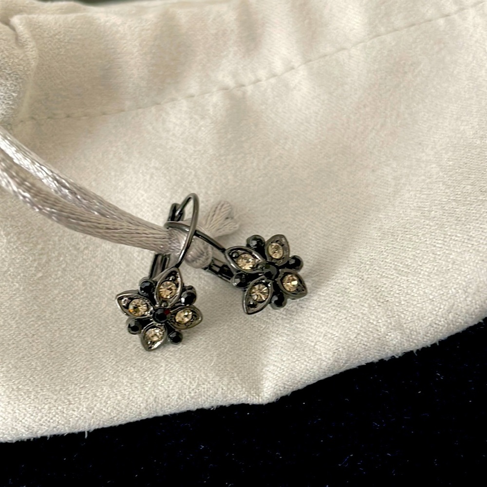 Black and cubic zirconia earrings